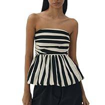 Crop Top Styles, Dirndl Outfit, Striped Tube Top, Barbie Mode, Bandeau Tops, Peplum Tops, Sleeveless Outfit, Stripe Outfits, Mini Robes