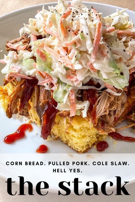 Cornbread Waffles With Pulled Pork, Bbq Pork Cornbread Casserole, Dinner Ideas With Coleslaw, Bbq Pulled Pork Loaded Fries, Bbq Parfait Pulled Pork, Cooking For Crowds Meals, What To Cook For A Crowd, Best Sides For Pulled Pork, Pulled Pork Sundae