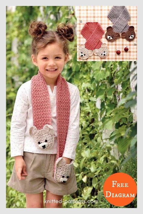 Kids Scarf Knitting Pattern Free, Crochet Baby Scarf Free Pattern, Toddler Crochet Scarf, Crochet Scarves For Kids, Crochet Scarf Kids, Crochet Animal Scarf, Crochet Toddler Scarf, Kids Scarf Knitting Pattern, Baby Scarf Crochet