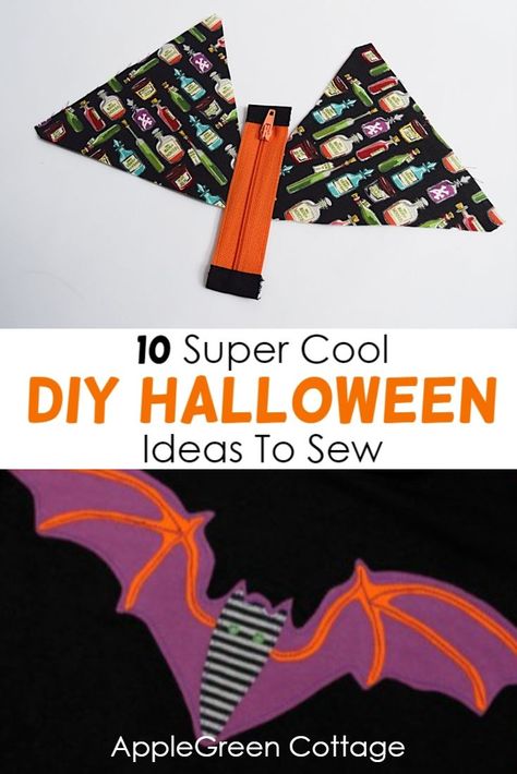 Halloween Fabric Scrap Projects, Halloween Decorations Sewing, Things To Sew For Halloween, Halloween Sewing Patterns Free, Diy Fall Sewing Projects, Halloween Fabric Ideas, Fall Sewing Projects Easy, Easy Halloween Sewing Projects, Free Halloween Sewing Patterns