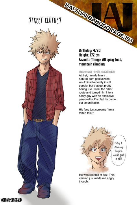 Bakugo Casual Clothes, Mha Art, Character Profiles, Old Memes, Katsuki Bakugo, Fandom Games, Character Profile, Anime Fandom, Buko No Hero Academia