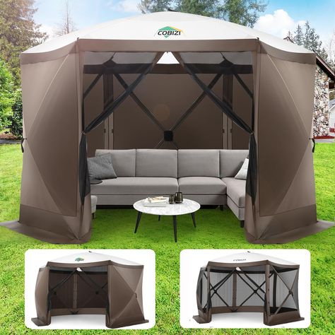 PRICES MAY VARY. 【Quick Instant & Easy Setup】With a strong, one-piece frame and no installation required, this outdoor canopy tent can be set up by one person in under 50 seconds. 【Spacious and Comfortable】Our 12FT x 12FT camping tent has enough space for up to 8 people and furniture, with high ceilings providing plenty of headroom. 【Durable and Long-Lasting】Our pop up canopy for patio is built to last, with a sturdy metal frame and banded roof panels that are both waterproof and UV-resistant. J 12 Person Tent, Camping Gazebo, Screen Tent, Mosquito Screen, Pop Up Gazebo, Canopy Tent Outdoor, Portable Tent, Gazebo Tent, Outdoor Canopy