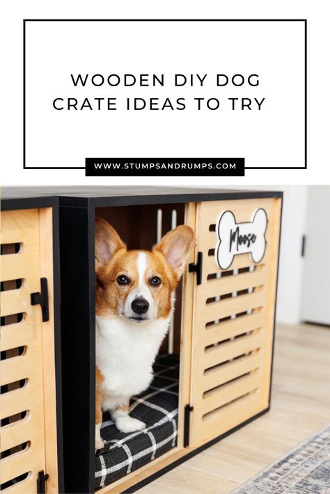 Diy Furniture Dog Crate, Dog Crate Ideas, Furniture Dog Crate, Ikea Dog, Custom Dog Crate, Custom Dog Beds, Diy Dog Crate, Wooden Dog Crate, Wire Crate