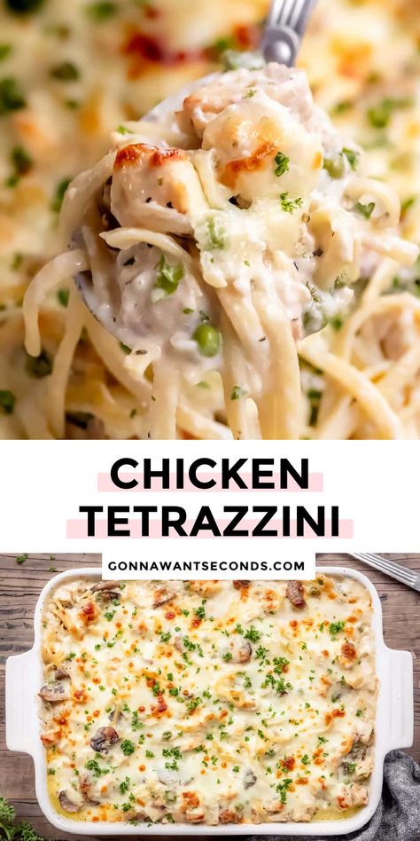 Taste Of Home Chicken Tetrazzini, Shredded Chicken Tetrazzini, Million Dollar Chicken Tetrazzini, Chicken Tezzarini Recipe, Chicken Tretazzini Recipe, Baked Noodle Casserole, Chicken Ole, Chicken Tettrazini, Chicken Helper