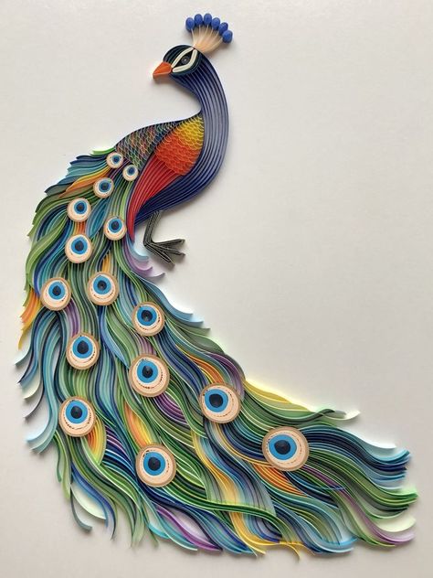 Peacock Wall Painting, Quilling Flower Designs, Arte Quilling, Quilling Animals, Design Art Nouveau, Paper Quilling Flowers, Paper Quilling Cards, Quilling Work, Peacock Wall Art