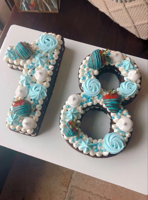 18th Birthday Cake Turquoise, Number 16 Birthday Cake, Cake Numbers Ideas For Men, Birthday Cake Turquoise, 16 Number Cake, Number Cake Decorating Ideas, 18th Birthday Cake Boys, Cake Turquoise, Diy Cake Recipes