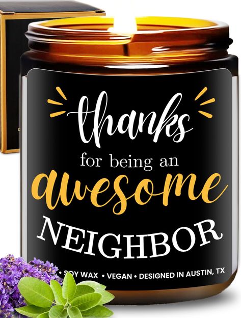 PRICES MAY VARY. 💠 Perfect Neighbor Candle Gift: These wood wick neighbor candles are a thoughtful way of showing love to your friends and family! It is a great gift for birthdays, Christmas, or any special occasions. Best neighbor christmas gifts for a neighbor & christmas gift for neighbor friend! 💠 Long-lasting Scent: With its lavender and sage scent, this wood wicked best neighbor candle will surely make the room smell refreshing and relaxing for hours! This is a great addition to the livi Thank You Neighbor Gifts, Best Neighbor Gifts, Inexpensive Christmas Gifts For Family, Christmas Basket Gift Ideas Family, Gifts For Neighbors Christmas, Inexpensive Christmas Gifts For Friends, Jar Gifts Christmas, Friend Gifts For Christmas, Neighbor Gifts Christmas