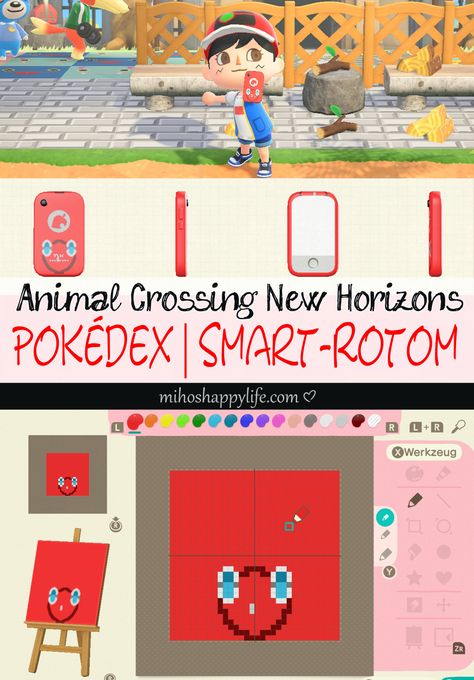 ANIMAL CROSSING DESIGNS | Miho's Happy Life Acnh Pokemon, Acnh Dress, Acnh Pattern, Animal Crossing Designs, Animal Crossing New Horizon, Gamer Stuff, Island Theme, Pokemon Theme, Qr Codes Animal Crossing