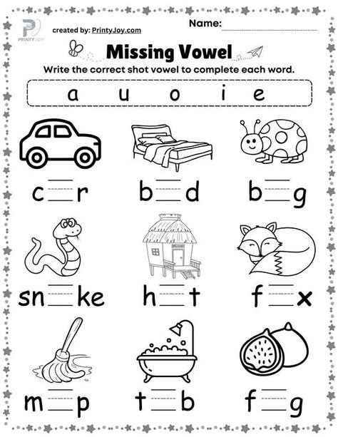 Vowel Kindergarten Activities, Free Vowel Worksheets, An Words Worksheets For Kindergarten, Ela Worksheets Kindergarten, Kindergarten Ela Worksheets, English Writing Skills Kids Worksheet, Vowels Activity For Kindergarten, Cvc Worksheets Free Printable, Reading For Kids Worksheets