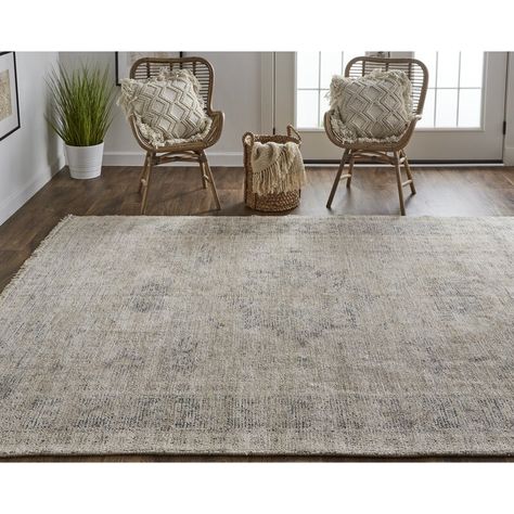 Darby Home Co Feaster Oriental Handmade Tufted Beige Area Rug & Reviews | Wayfair Tan Area Rug, Eclectic Area Rug, Feizy Rugs, Foyer Entryway, Distressed Texture, Persian Design, Vintage Space, Weaving Process, Bohemian Design