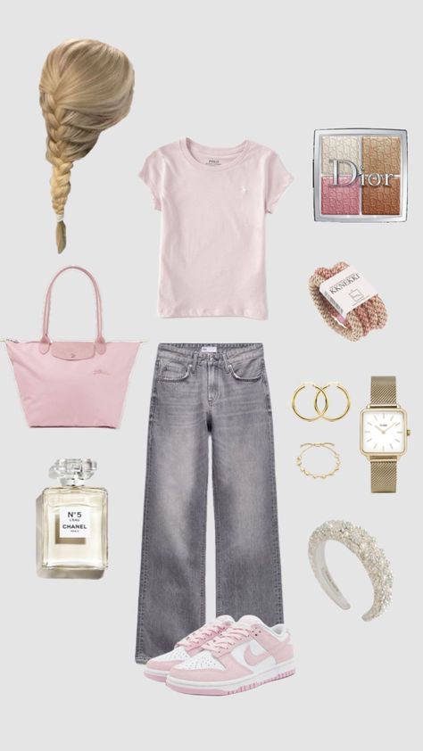 #pink #outfit #cleangirl Clean Girl Outfits, Scandinavian Outfit, Rush Outfits, Simple Outfits For School, Outfit Inspo Casual, Casual Preppy Outfits, Romper Outfit, Stockholm Fashion, Simple Trendy Outfits