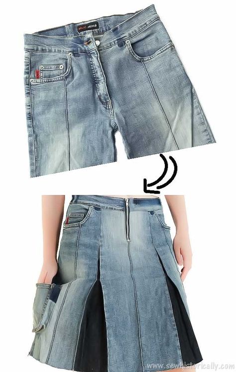 Too Small Jeans, Jeans Into A Skirt, Small Jeans, Pleated Denim Skirt, Birds Fabric, Clothing Upcycle, Pleated Denim, Fabric Christmas Ornaments Diy, Ornaments To Make