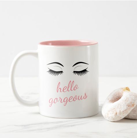 Eyelashes Quotes Funny, Quote Coffee Mug, Girly Coffee Mugs, Pretty Eyelashes, Eyelash Mugs, Pink Mugs Aesthetic, Cute Pink Mug, Etching Projects, Christmas Presents For Girls