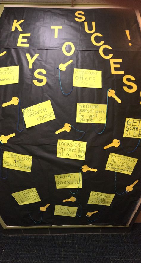 Key To Success Bulletin Board, Motivational Bulletin Boards, Key Club, Ra Bulletins, Ra Bulletin Boards, Classroom Idea, Job Tips, Keys To Success, School Bulletin Boards