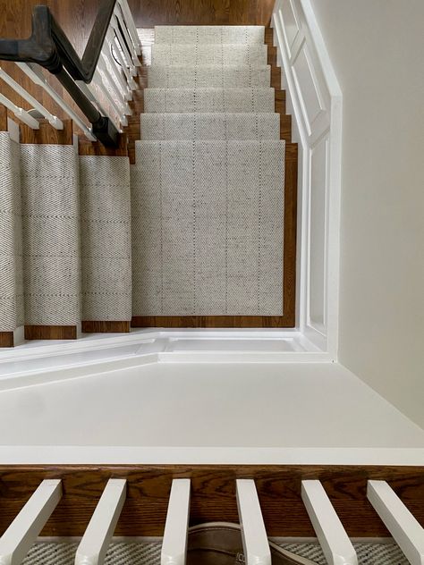 Martinique Silver - Organic Area Rug Made from 100% Wool – New England Rug Company Stairway Runners, Striped Stair Runner, Stairs Treads And Risers, Carpet Staircase, Staircase Runner, Striped Area Rug, Pure Life, Entryway Inspiration, Room View