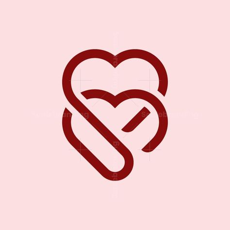 Double Love Line Logo. red color and pink background, very simple, creative and easy to recognize. can be used in any media. Double Love Line Logo can be used directly for companies that need it. Couple Logo Design Love, Bracelet Logo Design, Love Logo Design, Couple Logo, Award Poster, Love Lines, Draw Logo, Logo Design Love, Illustration Love