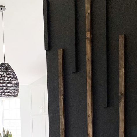 I’ve been challenging myself lately when it comes to design and wall paint. This accent wall wa... Spot Painting, Wood Stain, Challenge Me, Wood Accents, Black Walls, Miss A, Painted Wood, Wall Paint, Staining Wood