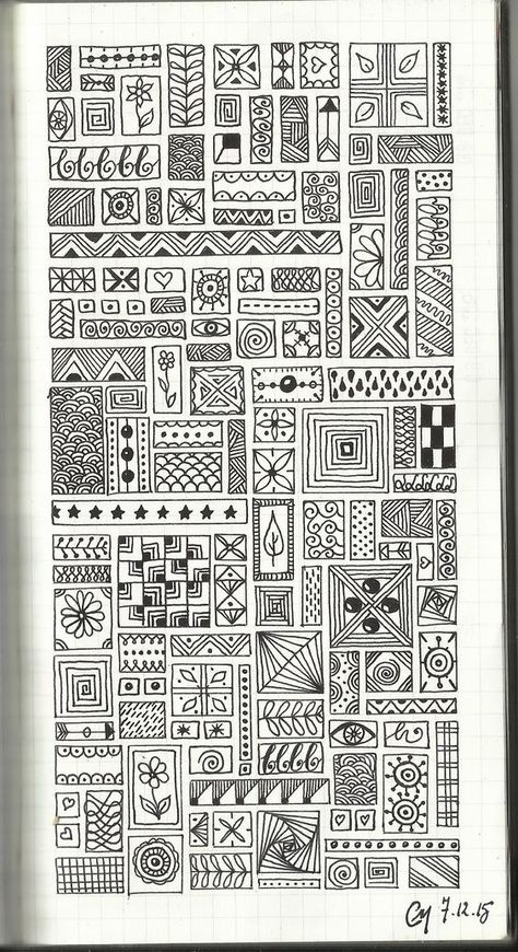 Patterns And Designs, Sharpie Art Ideas, Full Page Doodle Pattern, Zentangle Kunst, Zen Doodle Patterns, Zentangle Artwork, Zen Doodle Art, Tangle Patterns, Zentangle Drawings