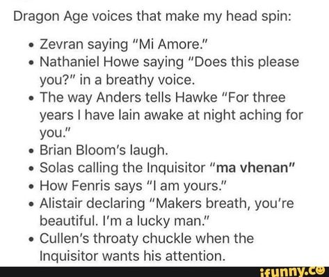 Cullen And Inquisitor, Dragon Age Blackwall Romance, Dragon Age Zevran Romance, Blackwall X Inquisitor, Warden Blackwall, Blackwall Romance, Iron Bull X Inquisitor, Zevran X Warden, Dragon Age Memes