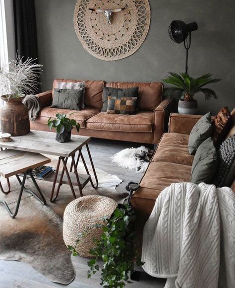 Ideas for Wall Colors that Go with Brown Furniture | The Inside Living Room Decor Rustic, Trendy Living Rooms, Brown Living Room, Rustic Living Room, Living Room Decor Apartment, Boho Living Room, Design Living Room, New Living Room, Couches Living Room