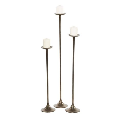 Deco 79 Modern Aluminum Candle Holder, Set of 3, 27", 32", 40"H, Bronze Floor Pillar Candle Holders, Floor Candle Stands, Tall Candle Holder, Modern Candle Holder, Candles Dark, Modern Candle, Floor Candle Holders, Tall Candle Holders, Floor Candle