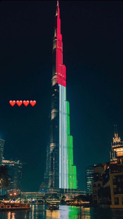 Uae National Day Aesthetic, Uae Flag Aesthetic, Dubai Flag, Emirates Flag, Uae Flag, Dubai Trip, Dubai Video, Dubai Architecture, Uae National Day