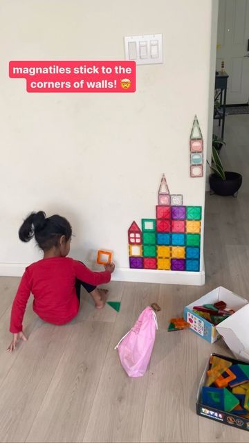 Vasundhara | montessori inspired mom on Instagram: "magnatiles stick to the corners of walls! 🤯There is a metal strip called corner bead that was used at the edges of the wall to keep a crisp edge. . . . .Thank-you so much for watching .. if you like it please save,Share and Follow for more kids Activities . . #magnatiles #magnatilescreations #magnatiles_christmas #magnatileschallenge #followthechild #momlife #momhacks" Magnatiles Wall, Mom Hacks, Kids Activities, Thank You So Much, Being Used, Follow For More, The Wall, Mom Life, Montessori