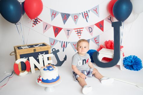 One Year Old, smash cake {Ottemann Photography} One Year Old Smash Cake, Boat Theme, One Year Pictures, Paper Pom Poms, Boutique Couture, One Year Old, Smash Cake, Baby Birthday, Sweet Pea