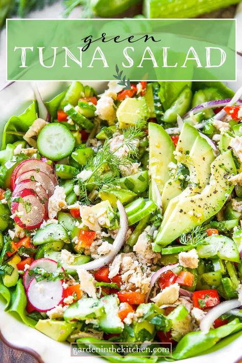 Spinach Tuna Salad, Green Tuna Salad, Mediterranean Tuna Salad, Seasonal Veggies, Healthy Foods To Make, Healthy Food Habits, Healthy Food Menu, Healthy Food Guide, Korean Recipes