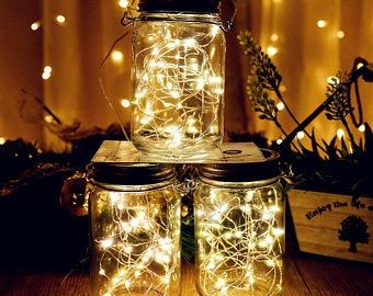 Outdoor decor | Etsy Solar Mason Jars, Solar Hanging Lanterns, Hanging Solar Lights, Mason Jar Decor, Starry Lights, Decor Lights, Can Lids, Jar Decor, Patio Diy