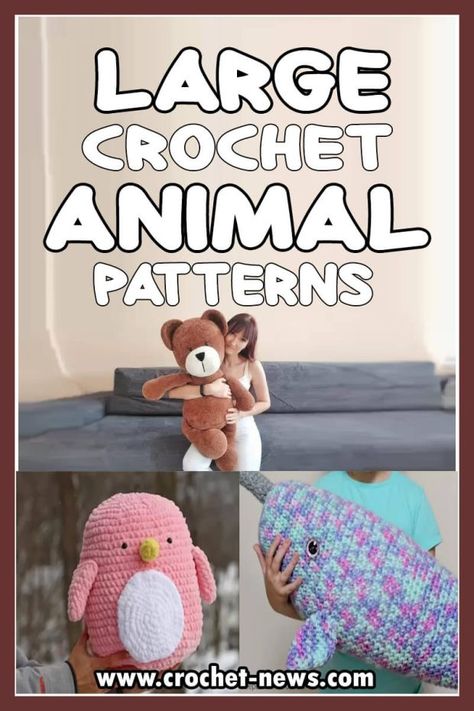 Big Stuffed Animal Pattern, Crochet Large Animals, Giant Crochet Animals Free Pattern, Amigurumi Free Pattern Large, Crochet Large Elephant Pattern Free, Crochet Large Stuffed Animals, Crochet Big Stuffed Animals Free Pattern, Crochet Large Plushies Pattern Free, Crocheted Stuffed Toys