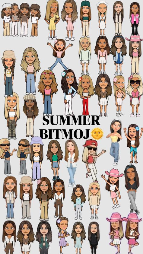 #outfitinspo #bitmoj#bitmojioutfit #summer#summerbitmoj🌞🎀 Preppy Bitmoji, Pretty Bitmoji Ideas, Snapchat Avatar, Bitmoji Ideas, Bitmoji Outfits, Birthday Freebies, Friend Poses Photography, Poses Photography, Friend Poses