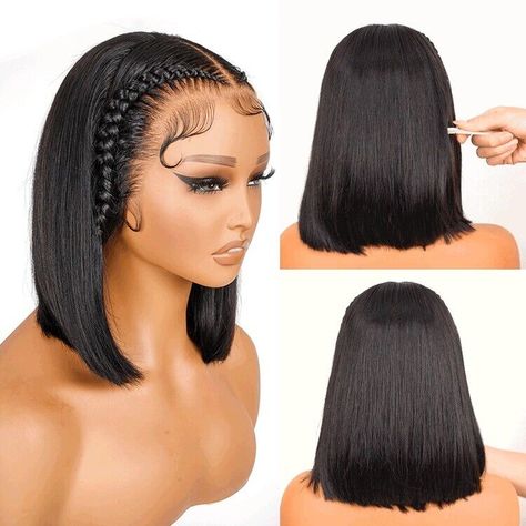 I just added a new item to eBay, Human Hair Wigs Glueless Pre Styled Braided Short 13x4 Lace Front Bob Wig Women! #eBay #eBaySeller Braiding Wigs, Braided Bob, 12 Inch Hair, Best Lace Wigs, Lace Front Bob, Bob Weave, Butterfly Braid, Wigs Glueless, Short Braids