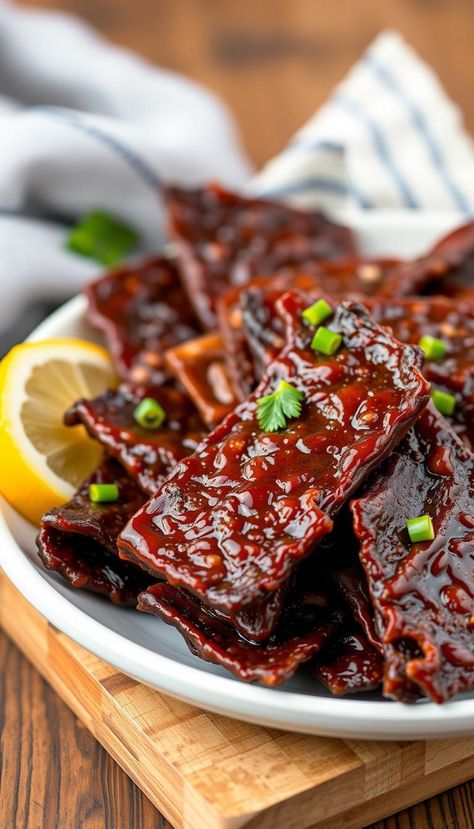 Struggling to find a healthy snack that fits your keto lifestyle? This keto teriyaki beef jerky recipe is delicious, easy to make, and perfect for satisfying your cravings without derailing your diet. Save this pin now and get ready to enjoy a flavorful treat anytime! Teriyaki Beef Jerky Recipe, Homemade Beef Jerky Recipe, Keto Teriyaki, Teriyaki Beef Jerky, Beef Jerky Recipe, Homemade Beef Jerky, Jerky Recipe, Beef Jerky Recipes, Teriyaki Beef