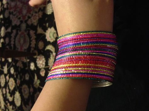 Rainbow bangles colorful!!!!! Embroidered Friendship Bracelet, Friendship Bracelets, Bangles, Rainbow, Color