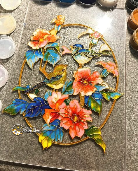 Diy Glass Painting, Recycled Cds, Guitar Inlay, Glass Painting Patterns, Copper Wire Art, Glass Painting Designs, Stained Glass Paint, Baby Painting, Art & Craft Paint