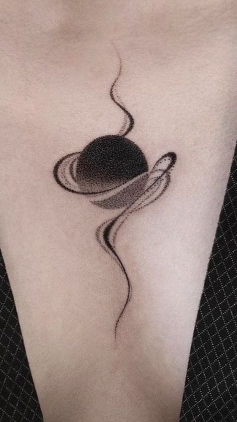 Gradient Tattoo Black, Eclipse Tattoo Ideas, Eclipse Tattoo Design, Saturn Tattoo Ideas, Tato Cover, Astronomy Tattoos, Dotwork Tattoo Design, Circle Tattoo Design, Black Hole Tattoo