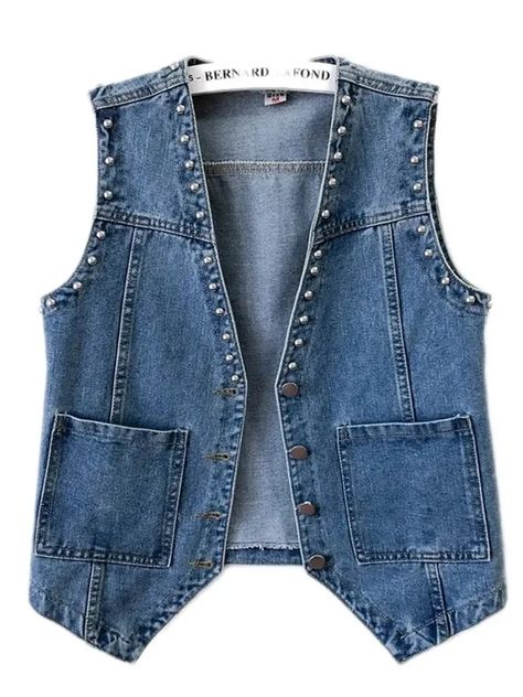 22.31US $ 50% OFF|Vintage Rivet Sleeveless Jacket V neck Denim Vest Women Spring Autumn Female  Short Jeans Coat Cowboy Waistcoat Female| |   - AliExpress Cowboy Waistcoat, Denim Vest Women, Jeans Coat, Female Shorts, Vest Women, Sleeveless Jacket, Short Jeans, Denim Vest, Womens Vest