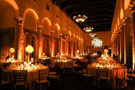 Amber Lighting Wedding, Amber Uplighting Wedding, Wedding Table Lighting, Evening Weddings, Amber Lighting, Venue Lighting, Uplighting Wedding, Midsummer Nights Dream Wedding, Spain Wedding