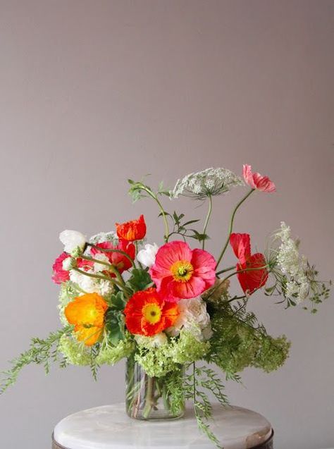 Poppy Centerpiece Potted Plants Patio, Queen Annes Lace, Colored Flowers, Deco Floral, Arte Floral, Beautiful Blooms, Queen Anne, Ikebana, Love Flowers