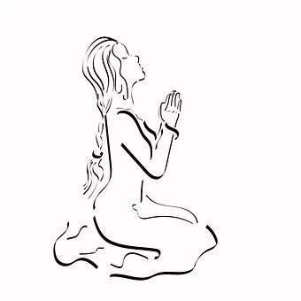 Praying Woman Tattoo, Praying Tattoos For Women, Woman Praying Drawing, Praying Drawing Pose, Person Praying Drawing, Praying Drawing Reference, Woman Praying Art, Praying Sketch, Pray Pictures