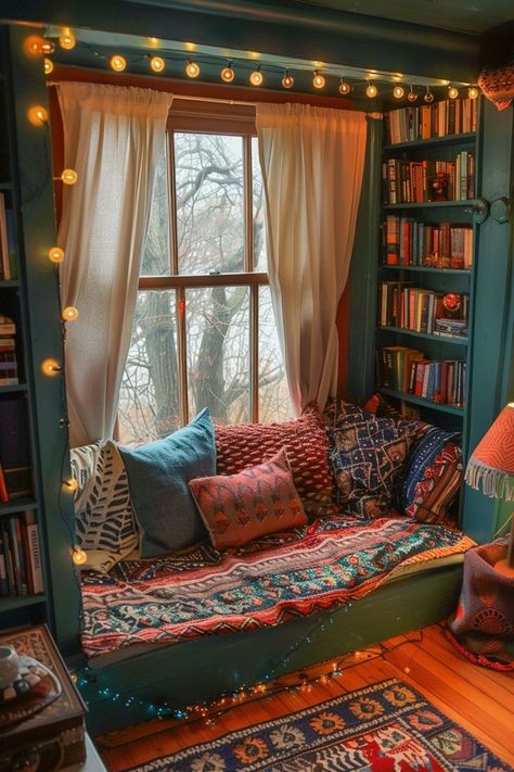 Create a Perfect Retreat with Cozy Reading Nook Ideas 📚✨ Design a warm and inviting reading nook. Use comfortable seating, soft lighting, and personal touches to create a space perfect for relaxation. 🌿🛋️ #CozyReadingNook #HomeDecor #ReadingRetreat #InteriorInspo Tiny Reading Nook, Nook Decor Ideas, Book Nook Ideas, Book Nook Decor, Modern Kids Playroom, Book Nook Kids, Reading Nook Ideas, Fairytale Houses, Silver Bedroom