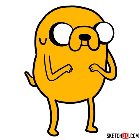 How to draw Jake the dog - Step by step drawing tutorials Jake The Dog Drawing Easy, Jake The Dog Tattoo Simple, How To Draw Jake The Dog, Jake The Dog Stretching, Jake The Dog Drawing, Jake The Dog Fanart, Jake The Dog Tattoo, Adventure Time Dog, Adventure Time Jake The Dog