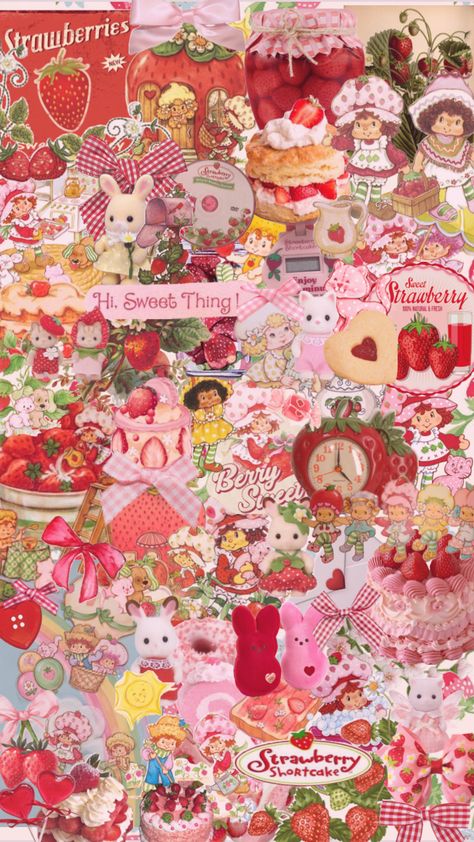 Strawberry shortcake!!! #strawberryshortcake #strawberry #spring #nostalgia Strawberry Shortcake Wallpaper, Strawberry Shortcake Characters, Attack On Titan Aesthetic, 2000s Aesthetic, Calming Colors, Inspired Recipes, Just Girly Things, Sticker Book, Wallpaper Iphone Cute