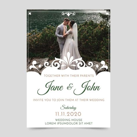 Wedding Invitation Cards With Pictures, Wedding Photo Book Cover, Wedding Invitation With Photo, Invitation With Picture, Wedding Poster Design, Family Template, Photo Book Cover, Engagement Announcements, Wedding Album Layout