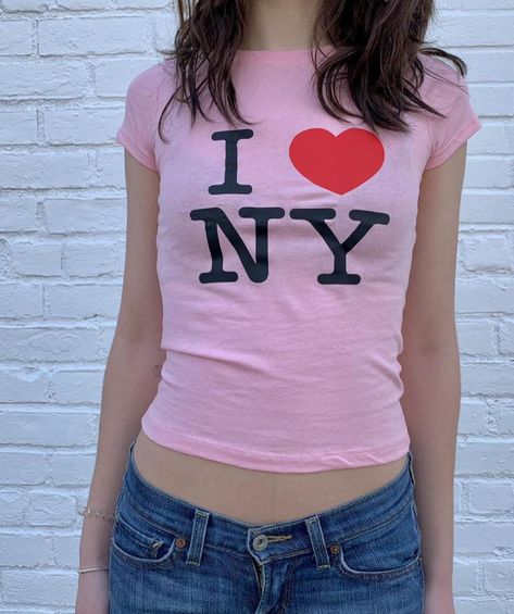 I Heart Ny Shirt, Vintage Y2k Aesthetic, I Heart Nyc, Retro Crop Top, I Heart Ny, Heart Tee Shirt, Y2k Fashion Aesthetic, Nyc Shirt, Ny Outfits