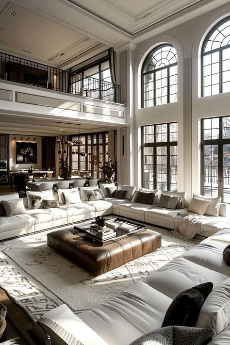 home decor ideas
living room styling tips
dream home design New York Mansion Interior, Huge Great Room, Mansion Living Room Luxury Modern, Big Luxury Living Room, Balcony Overlooking Living Room, Cozy Luxury Living Room, Living Room Floor Plan, Luxury Basement, Modern Mansion Interior