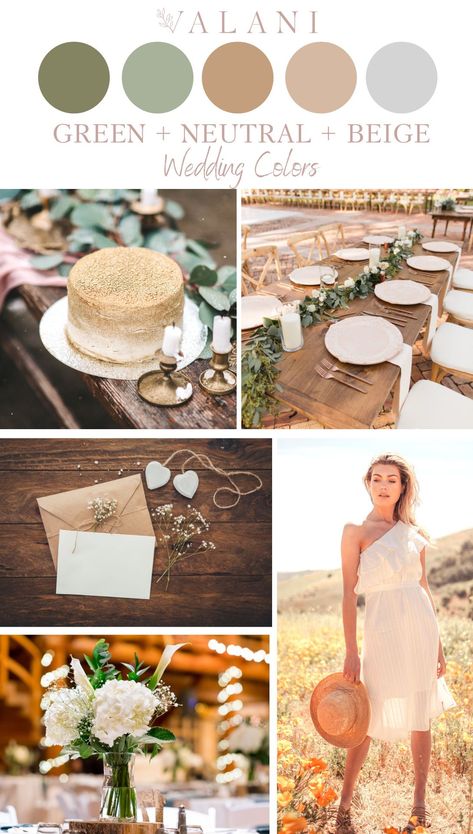 Wedding Color Spring, Casual Date Night Dress, Wedding Theme Color Schemes, Wedding Color Pallet, Neutral Wedding Colors, Beige Wedding, Spring Wedding Colors, Sustainable Wedding, Wedding Palette