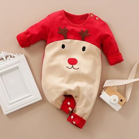 Infant Baby Boy Girl Christmas Outfit Clothes Christmas Reindeer Long Sleeve Romper One Piece Jumpsuit Pants (3-18Months)Herrnalise Outfit Made of cotton blend. Soft and breathable. comfortable to wear, harmless and tender to babies skin.Size: 3M Recommended Age: 3-6 months US: 3 Months Bust: 52cm/20.47'' Sleeve: 22.5cm/8.86'' Length: 49cm/19.29'' Size: 6M Recommended Age: 6-9 months US: 6 Months Bust: 54cm/21.26'' Sleeve: 24cm/9.45'' Length: 55cm/21.65'' Size: 9M Recommended Age: 9-12 months US Overalls Jumpsuit, Elephant Graphic, Christmas Bodysuit, Jumpsuit Fall, Baby Koala, Boy Clothing, Baby Jumpsuit, Print Jumpsuit, Y2k Aesthetic Outfits