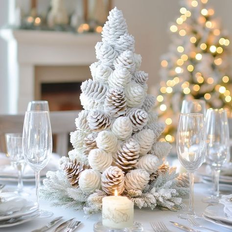 Winter Wonderland Centerpieces Diy Table Decorations, Winter Wonderland Centerpieces Diy, Wonderland Centerpieces, Diy Table Decorations, Winter Wonderland Centerpieces, Old Glass Bottles, Cone Crafts, Winter Centerpieces, Centerpieces Diy